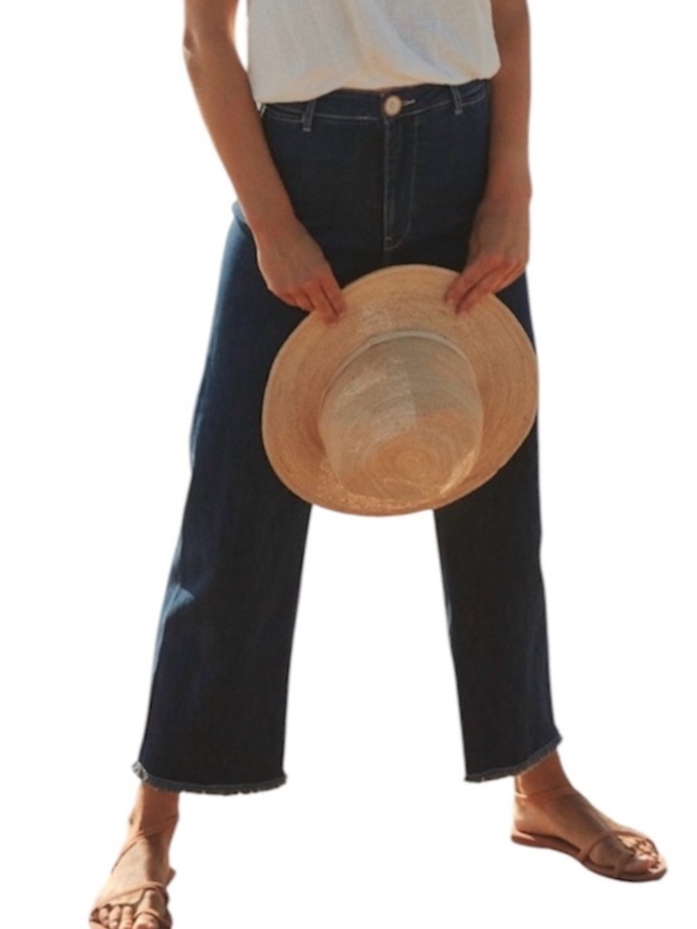 Anthro Pilcro and the Letterpress High Rise Cropped Wide Leg Raw Hem Jeans 27P
